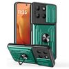 Per Motorola Moto G15 Custodia per telefono scorrevole Camshield TPU+PC con slot per schede (verde scuro)