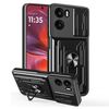 Per Motorola Moto G05 Custodia per telefono in TPU+PC con slot per schede scorrevole Camshield (nero)