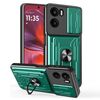 Per Motorola Moto G05 Custodia per telefono cellulare in TPU+PC con slot per schede scorrevole Camshield (verde scuro)
