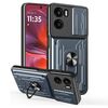 Per Motorola Moto G05 Custodia per telefono TPU+PC con slot per schede scorrevole Camshield (grigio)