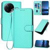 Custodia in pelle con fibbia in fibra di carbonio YX0070 per Redmi K80 / Xiaomi Poco F7 Pro con cordino (azzurro)