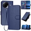 Custodia per telefono in pelle con fibbia in fibra di carbonio YX0070 per Redmi K80 / Xiaomi Poco F7 Pro con cordino (blu reale)