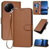 Custodia per telefono in pelle con fibbia in fibra di carbonio YX0070 per Redmi K80 / Xiaomi Poco F7 Pro con cordino (caffè)
