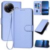 Custodia in pelle con fibbia in fibra di carbonio YX0070 per Redmi K80 Pro / Xiaomi Poco F7 Ultra con cordino (viola chiaro)