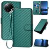 Custodia in pelle con fibbia in fibra di carbonio YX0070 per Redmi K80 Pro / Xiaomi Poco F7 Ultra con cordino (verde scuro)