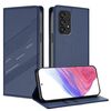 Per Samsung Galaxy A53 5G Custodia per telefono in pelle retrò con portafoglio multifunzionale in rilievo (blu scuro)
