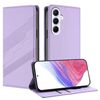 Per Samsung Galaxy A56 Custodia per telefono in pelle retrò con portafoglio multifunzionale in rilievo globale (viola chiaro)