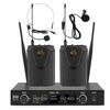 U-771 Sistema microfonico wireless da 1 a 2 Microfono UHF FM, 2 BodyPack + Host