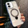 Per iPhone 16 Love Glitter Powder MagSafe Holder Custodia per telefono con pellicola per obiettivo (nero)