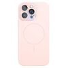 Per iPhone 14 Pro Max Custodia per telefono in silicone liquido MagSafe Thin Circle (rosa)
