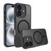 Per iPhone 16 Custodia per telefono TPU ibrida per PC MagSafe antiurto a quattro angoli (nero)