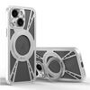 Per iPhone 14 Custodia per telefono MagSafe con supporto in metallo cavo di raffreddamento (argento)