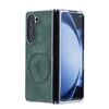Per Samsung Galaxy Z Fold5 5G Custodia pieghevole magnetica invisibile in pelle di pecora per PC elettrolitico MagSafe (verde)