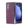 Per Samsung Galaxy Z Fold5 5G Custodia pieghevole per telefono con motivo a coccodrillo in PC elettrolitico (viola)
