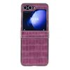 Per Samsung Galaxy Z Flip5 5G Custodia pieghevole per telefono con motivo a coccodrillo in PC elettrolitico (viola)