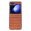Per Samsung Galaxy Z Flip5 5G Custodia pieghevole per telefono con motivo a coccodrillo in PC elettrolitico (marrone)