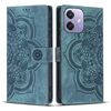 Per OPPO A3 4G / 5G / A40 4G Custodia per telefono in pelle smerigliata retrò con motivo mandala in rilievo (blu)