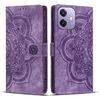 Per OPPO A3 4G / 5G / A40 4G Custodia per telefono in pelle smerigliata retrò con motivo mandala in rilievo (viola)