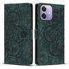 Per OPPO A3 4G / 5G / A40 4G Custodia per telefono in pelle smerigliata retrò con motivo mandala in rilievo (verde)