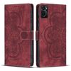 Per OPPO A76 4G / A96 4G Custodia per telefono in pelle smerigliata retrò con motivo mandala in rilievo (rosso)