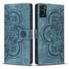 Per OPPO A76 4G / A96 4G Custodia per telefono in pelle smerigliata retrò con motivo mandala in rilievo (blu)