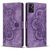 Per OPPO A76 4G / A96 4G Custodia per telefono in pelle smerigliata retrò con motivo mandala in rilievo (viola)