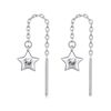 Orecchini in argento sterling S925 placcati in platino con filo sottile in zircone a forma di stella splendente (SCE1832)