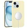 Custodia per iPhone 15 in silicone liquido con copertura totale MagSafe (giallo chiaro)