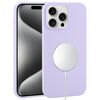 Custodia per iPhone 15 Pro Max in silicone liquido con copertura totale MagSafe (lilla e viola)