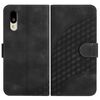 Custodia in pelle con cordino per telefono Sharp Basio Active 3 con stampa a testa di elefante (nera)