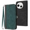 Custodia in pelle con cinturino a doppia piega e fibbia laterale per Sharp Aquos Sense9 (verde scuro)