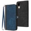 Custodia in pelle con cinturino a doppia piega e fibbia laterale per Sharp Basio Active (blu reale)