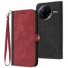 Custodia in pelle con cinturino a doppia piega e fibbia laterale per Redmi K80 / Xiaomi Poco F7 Pro (rossa)