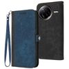 Custodia in pelle con cinturino a doppia piega e fibbia laterale per Redmi K80 Pro / Xiaomi Poco F7 Ultra (blu reale)