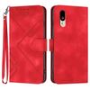 Custodia in pelle effetto pelle per Sharp Basio Active con motivo a 3 linee (rossa)
