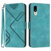 Custodia in pelle effetto pelle per Sharp Basio Active con motivo a 3 linee (blu chiaro)