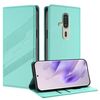 Custodia in pelle retrò con portafoglio multifunzionale in rilievo per Fujitsu Arrows F-53E (verde menta)