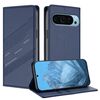 Custodia in pelle retrò con portafoglio multifunzionale in rilievo per Google Pixel 9 Pro (blu scuro)