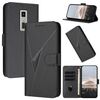 Custodia in pelle con fibbia a motivo triangolare per Kyocera Urbano V04 KYV45 (nera)