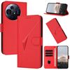Custodia per telefono in pelle con fibbia e motivo triangolare per TCL 50 Pro NxtPaper (rossa)