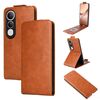 Custodia in pelle con chiusura magnetica verticale per vivo V50 Lite 5G con fibbia (marrone)