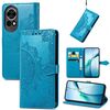 Custodia in pelle goffrata con motivo mandala floreale per Huawei Nova 13 (blu)