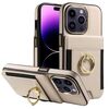 Custodia in pelle per iPhone 16 Pro Max con anello multifunzionale, verticale, con portafoglio e flip cover posteriore (beige)