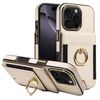 Custodia in pelle per iPhone 16 Pro con anello multifunzionale, verticale, con chiusura a portafoglio e retro, (beige)