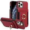 Custodia in pelle per iPhone 12/12 Pro, con chiusura a portafoglio verticale multifunzione e anello, per iPhone 12/12 Pro (rosso)