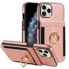 Custodia in pelle per iPhone 12/12 Pro, con chiusura a portafoglio verticale multifunzione e anello, per iPhone 12/12 Pro (oro rosa)