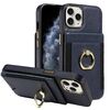 Custodia in pelle per iPhone 12/12 Pro, con chiusura a portafoglio verticale multifunzione e anello, per iPhone 12/12 Pro (blu scuro)