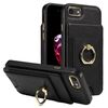 Custodia per iPhone X / XS con anello multifunzione verticale e flip cover posteriore in pelle (nera)