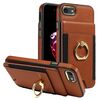 Custodia in pelle per iPhone X / XS con anello multifunzionale e flip verticale, con retro a portafoglio (marrone)