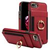 Custodia per iPhone X / XS con anello multifunzione verticale e flip cover posteriore in pelle (rossa)